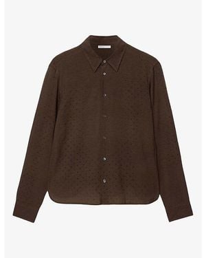 AllSaints Fade Polka-Dot Long-Sleeve Cotton Shirt - Brown