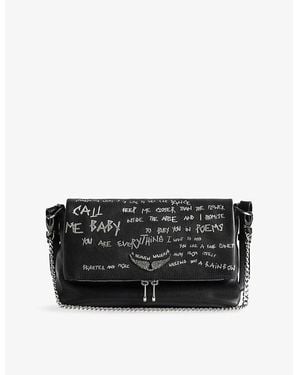 Zadig & Voltaire Rocky Ii Graffiti Leather Cross-Body Bag - Black