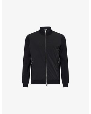 Arne Hybrid Knitted Shell-Woven Bomber Jacket - Blue