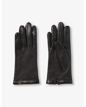 Claudie Pierlot Brand-Monogram Leather Gloves - Black