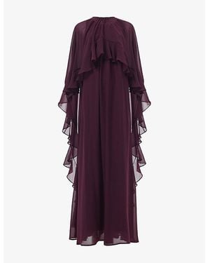 eem Frilled Cape Woven Maxi Kaftan - Purple