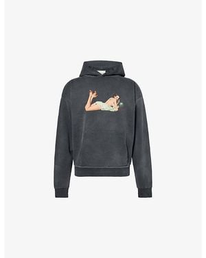 Duke & Dexter Pin Up Washed Cotton-Jersey Hoodie - Blue
