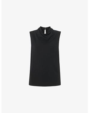 Whistles Cowl-Neck Sleeveless Woven Top - Black