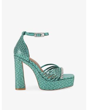 Kurt Geiger Crystal Strap Embellished Platform Sandals - Blue