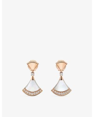 BVLGARI Divas' Dream 18Ct Rose- 0.18Ct Brilliant-Cut Diamond And Mother-Of-Pearl Earrings - Pink