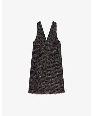 Ro&zo Demi V-Neck Stretch-Woven Mini Dress - Black