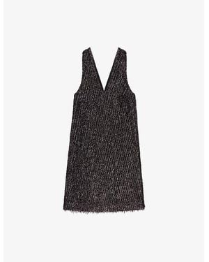 Ro&zo Demi V-Neck Stretch-Woven Mini Dress - Black