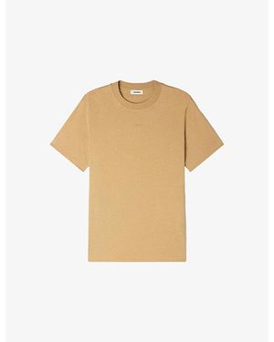 Sandro Short-Sleeved Cotton-Jersey T-Shirt - Natural