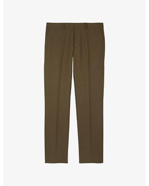 The Kooples Straight Regular-Fit Cotton And Linen-Blend Trousers - Green