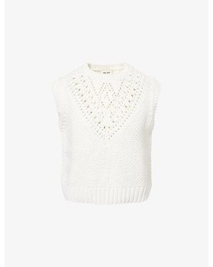 ME+EM Relaxed-Fit Crochet Cotton-Knit Vest - White