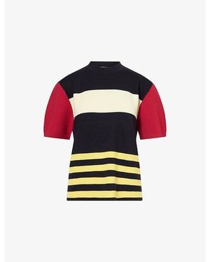 Zankov Dumas Contrast-Stripe Wool-Blend Top - Black
