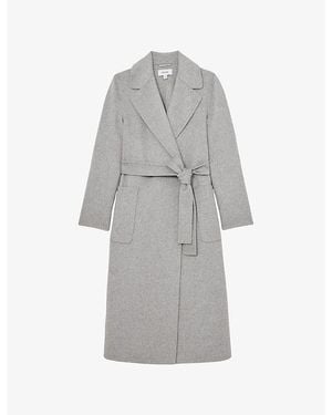 Reiss Lucia Double-Breasted Regular-Fit Wool-Blend Coat - Grey
