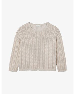 The White Company Plated Cable-Knit Cotton Jumper - White