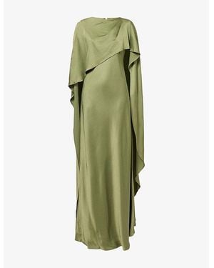 Jonathan Simkhai Izel Caped Satin Maxi Gown - Green