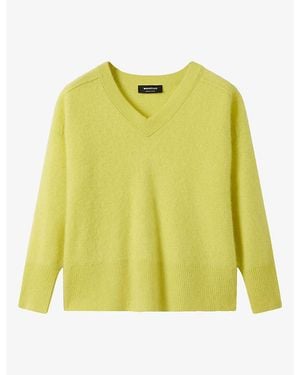 Whistles V-Neck Brushed Cashmere Jumper - Yellow