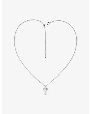 Apm Monaco Monaco Rhodium-Plated Alloy And Princess-Cut Cubic Zirconia Necklace - White