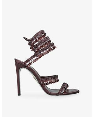 Rene Caovilla Chandelier 105 Crystal-Embellished Leather Heeled Sandals - Multicolour