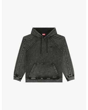 DIESEL Altboxt Logo-Embroidered Stretch-Cotton Hoody - Black