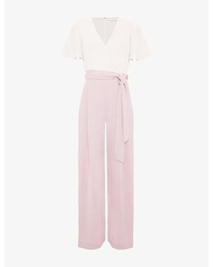Phase Eight Petite Kallie V-Neck Woven Jumpsuit - Pink