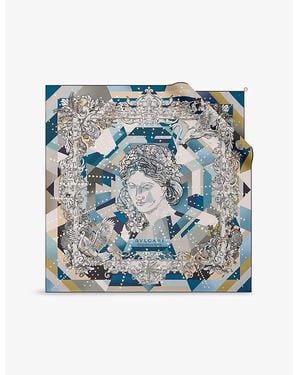 BVLGARI Polychroma Printed Square Silk-Twill Scarf - Blue