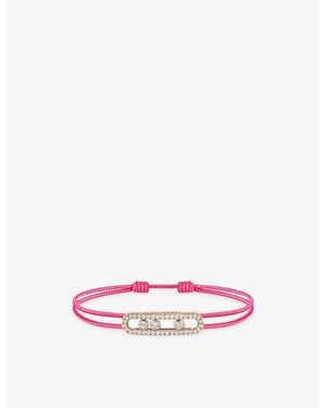 Messika Care(S) Pavé 18Ct Rose And 0.26Ct Diamond Cord Bracelet - Pink