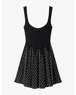 Sandro Beaded Contrast-Skirt Knitted Mini Dress - Black