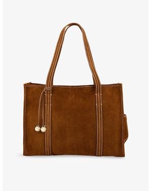 Sandro Medium Suede Shopping Tote - Brown