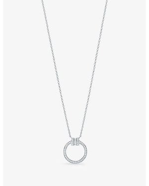 Tiffany & Co. Tiffany T 18Ct- And 0.06Ct Brilliant-Cut Diamond Pendant Necklace - Metallic