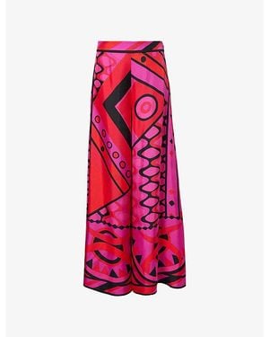 PUCCI Abstract-Print Wide-Leg Silk Pants - Red
