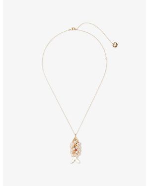 Maje Beaded Fish Long Brass Necklace - White