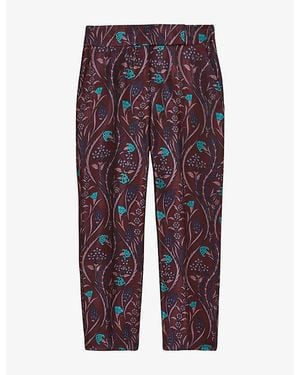 Reiss Zayla Jacquard Tapered-Leg Woven Pants - Blue