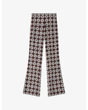 Sandro Floral-Print Flared Woven Pants - Multicolor