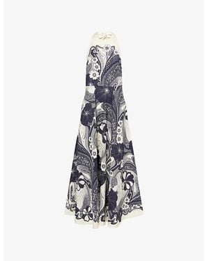 ALÉMAIS Mickey Linen-Silk Midi Dress - Blue
