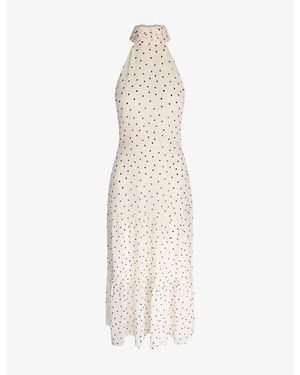 OMNES Romeo Polka-Dot Chiffon Maxi Dress - White