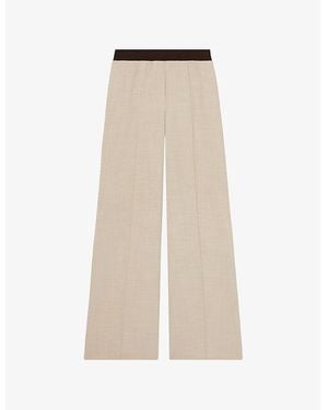 Reiss Wilde Wide-Leg High-Rise Stretch-Woven Trousers - Natural