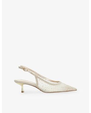 Dune Cirelle Heeled Mesh Slingback Courts - White