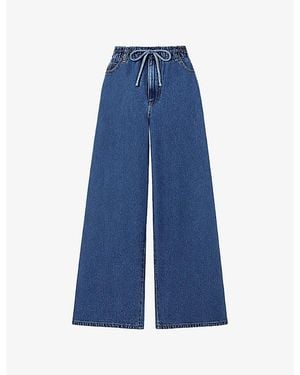 Ro&zo Wash Wide-Leg Denim Blend Jeans - Blue