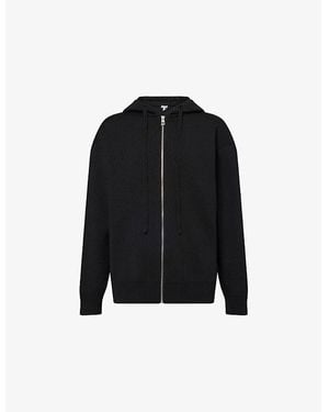 Loewe Anagram Relaxed-Fit Stretch-Wool Blend Hoody - Black