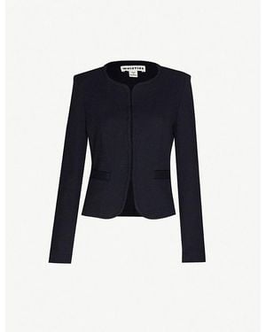 Whistles Collarless Slim Cotton Jacket - Blue