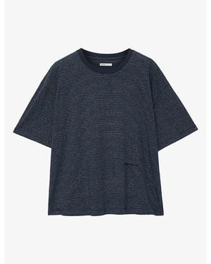 AllSaints Axel Striped Cotton-Blend T-Shirt - Blue