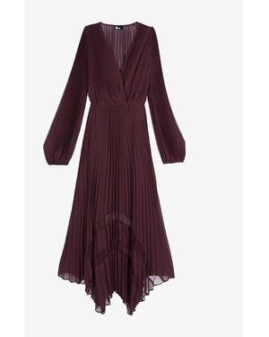 The Kooples Asymmetric-Hem Pleated Woven Maxi Dress - Purple