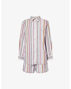 It's 9pm X Oceanus Jessie Stripe-Print Cotton Pyjama Set - Multicolour