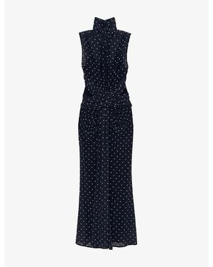 Reiss Stacey Polka-Dot Sleeveless Woven Maxi Dress - Blue