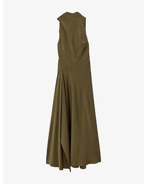 Reiss Sabine Cape-Detail Satin Maxi Dress - Green