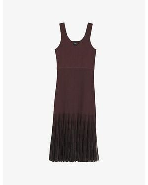 BOSS Sleeveless Ribbed Knitted Midi Dress - Purple