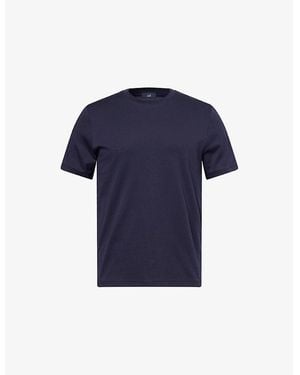 dunhill Brand-Embroidery Short-Sleeves Cotton-Jersey T-Shirt - Blue