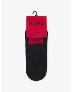 HUGO Logo-Print Invisible Pack Of Three Cotton-Blend Socks - Red