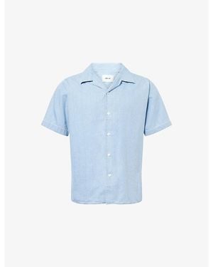 NN07 Julio Short-Sleeve Cotton-Twill Shirt - Blue