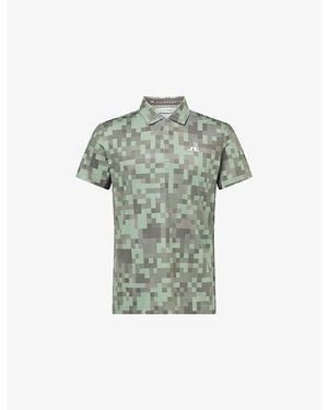 J.Lindeberg Dario Masters Graphic-Print Woven Polo Shirt - Green