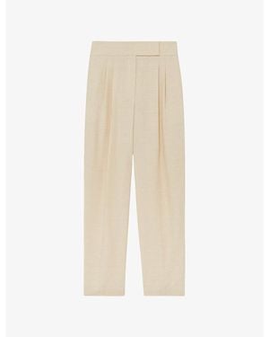 Reiss Camilla Pleated-Leg Woven Trousers - Natural